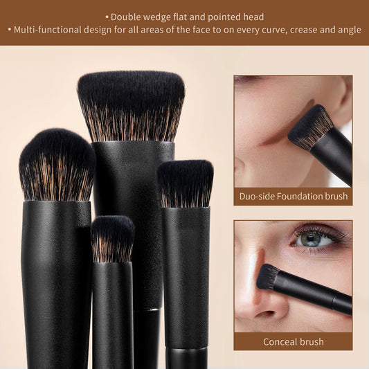 Set de Brochas de Maquillaje Jessup, 10-14 piezas - Contorno, Base, Polvo, Sombra, Iluminador, Difuminado, Corrector y Delineador T336