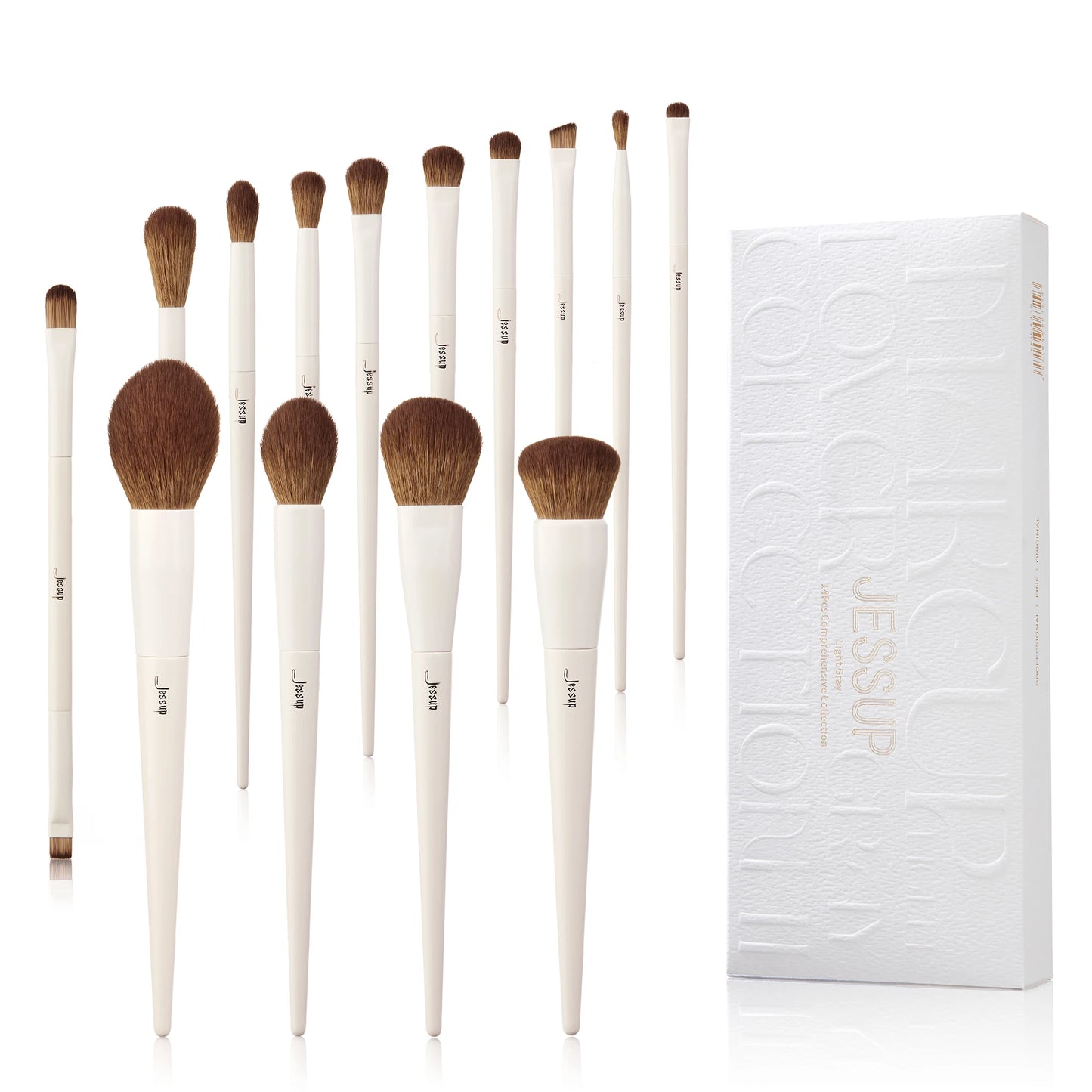 Set de Brochas de Maquillaje Jessup, 10-14 piezas - Contorno, Base, Polvo, Sombra, Iluminador, Difuminado, Corrector y Delineador T336