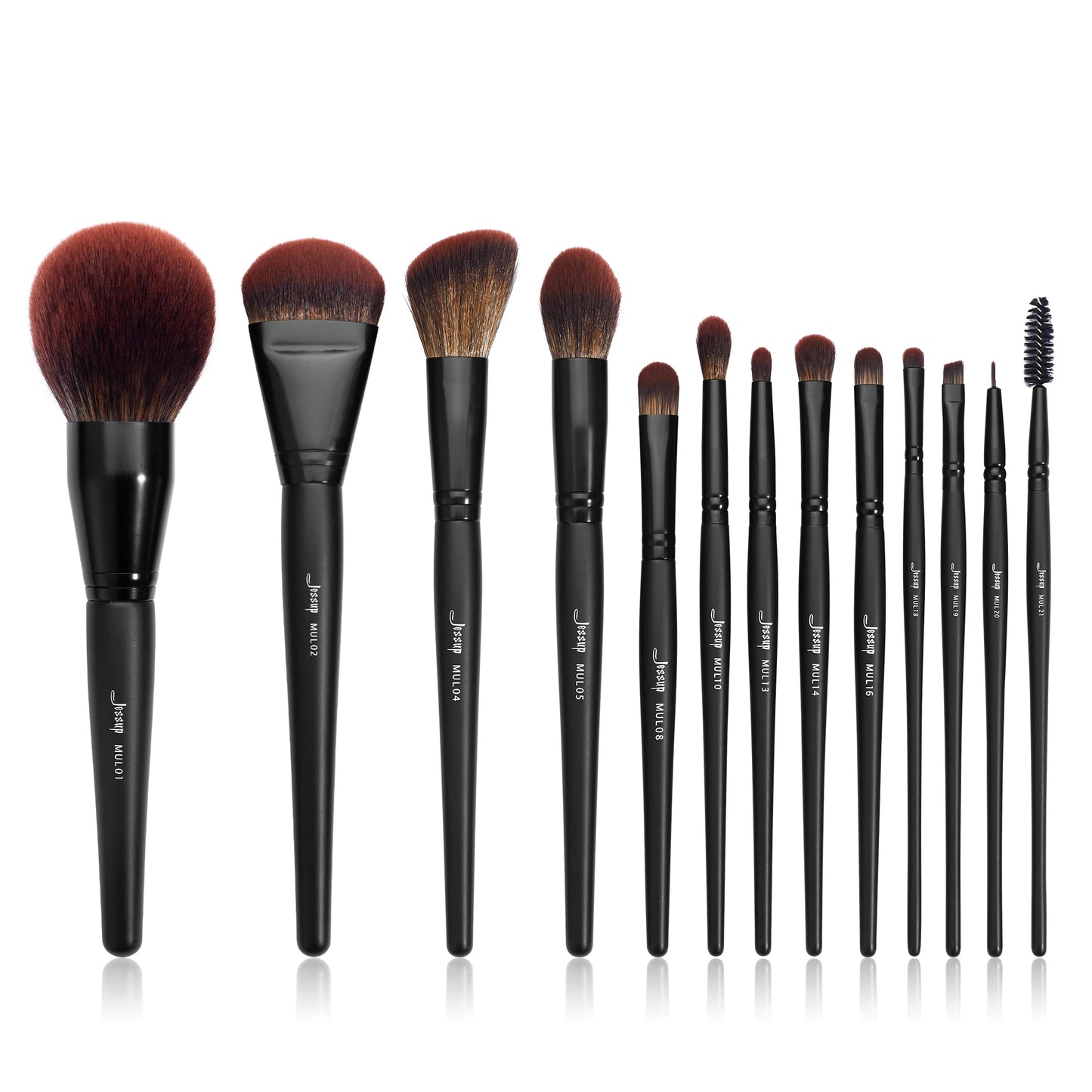 Set de Brochas de Maquillaje Jessup, 10-14 piezas - Contorno, Base, Polvo, Sombra, Iluminador, Difuminado, Corrector y Delineador T336