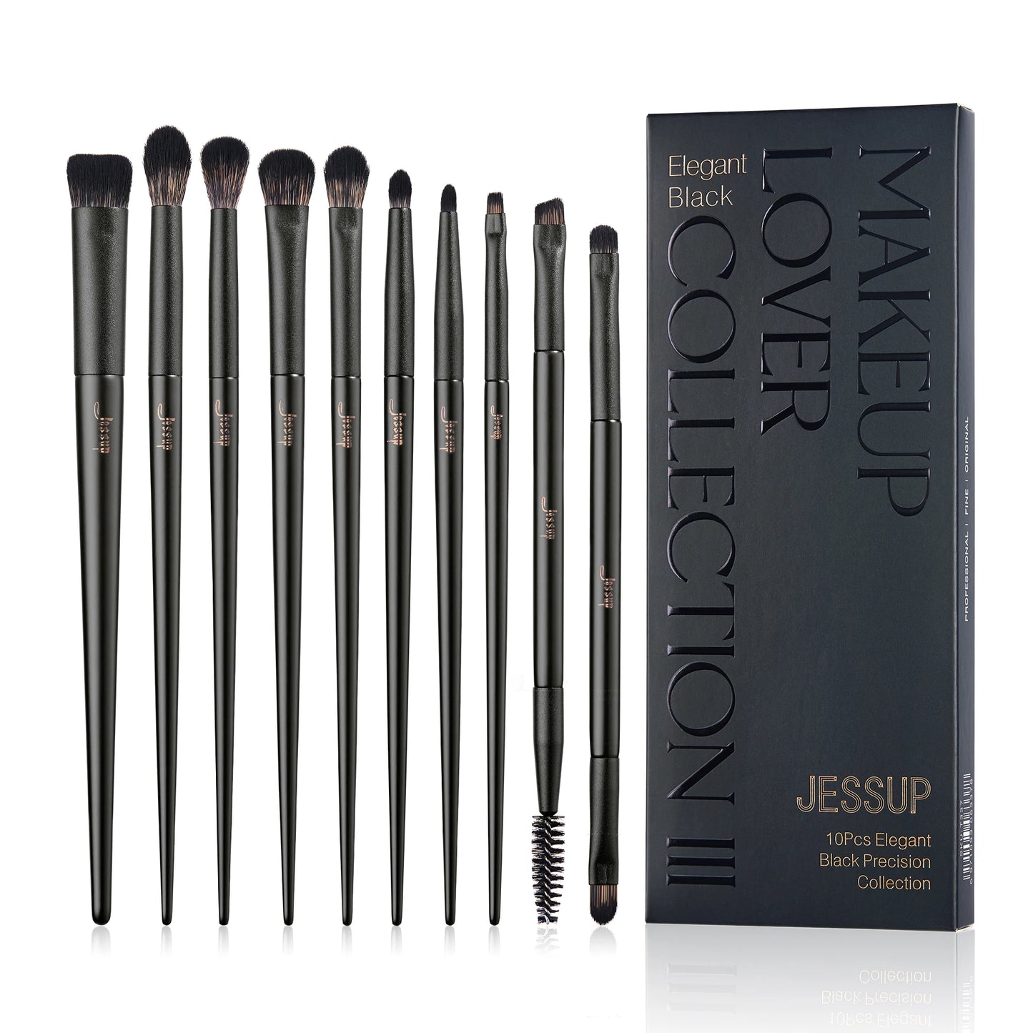 Set de Brochas de Maquillaje Jessup, 10-14 piezas - Contorno, Base, Polvo, Sombra, Iluminador, Difuminado, Corrector y Delineador T336