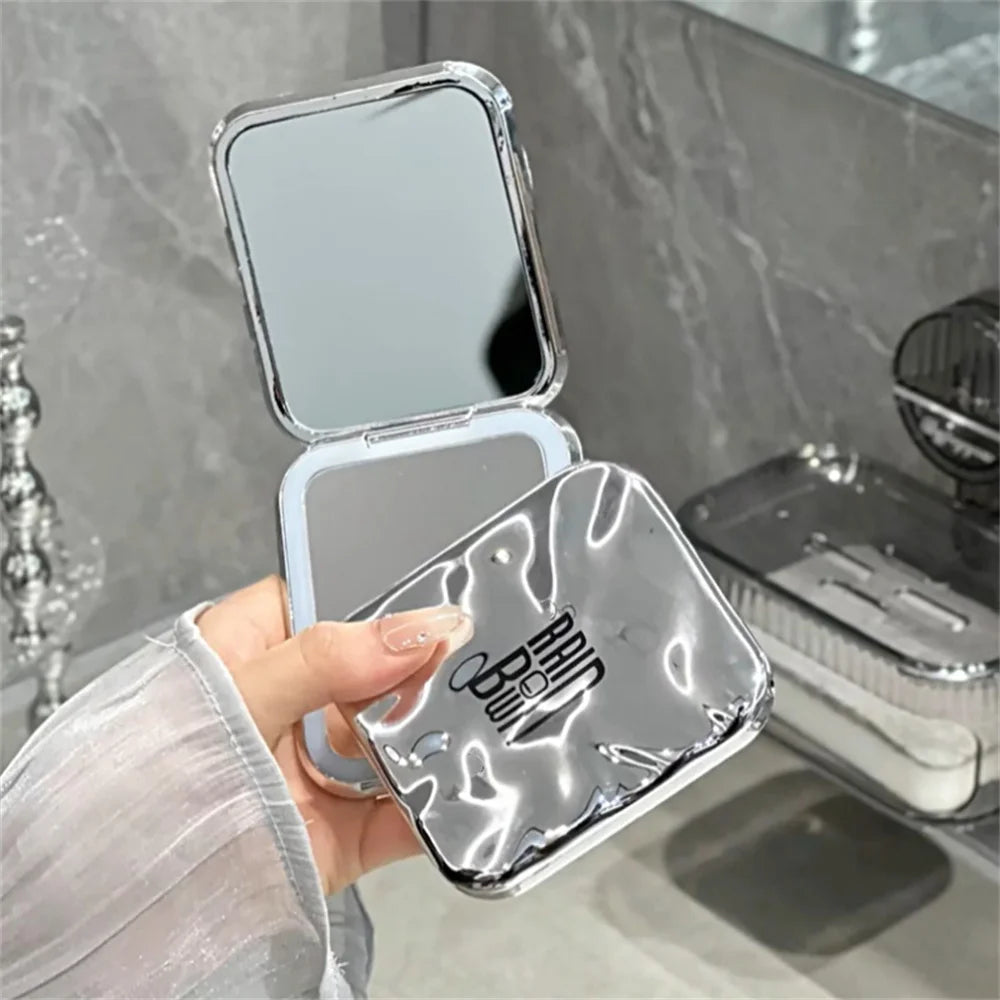 Espejo de Maquillaje de bolsillo con Luz LED - Plegable, Portátil, Doble Cara, Ideal para Viaje y Escritorio