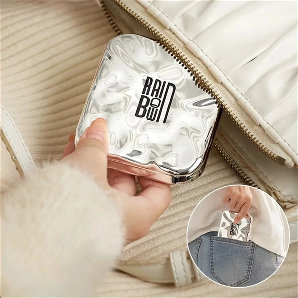 Espejo de Maquillaje de bolsillo con Luz LED - Plegable, Portátil, Doble Cara, Ideal para Viaje y Escritorio