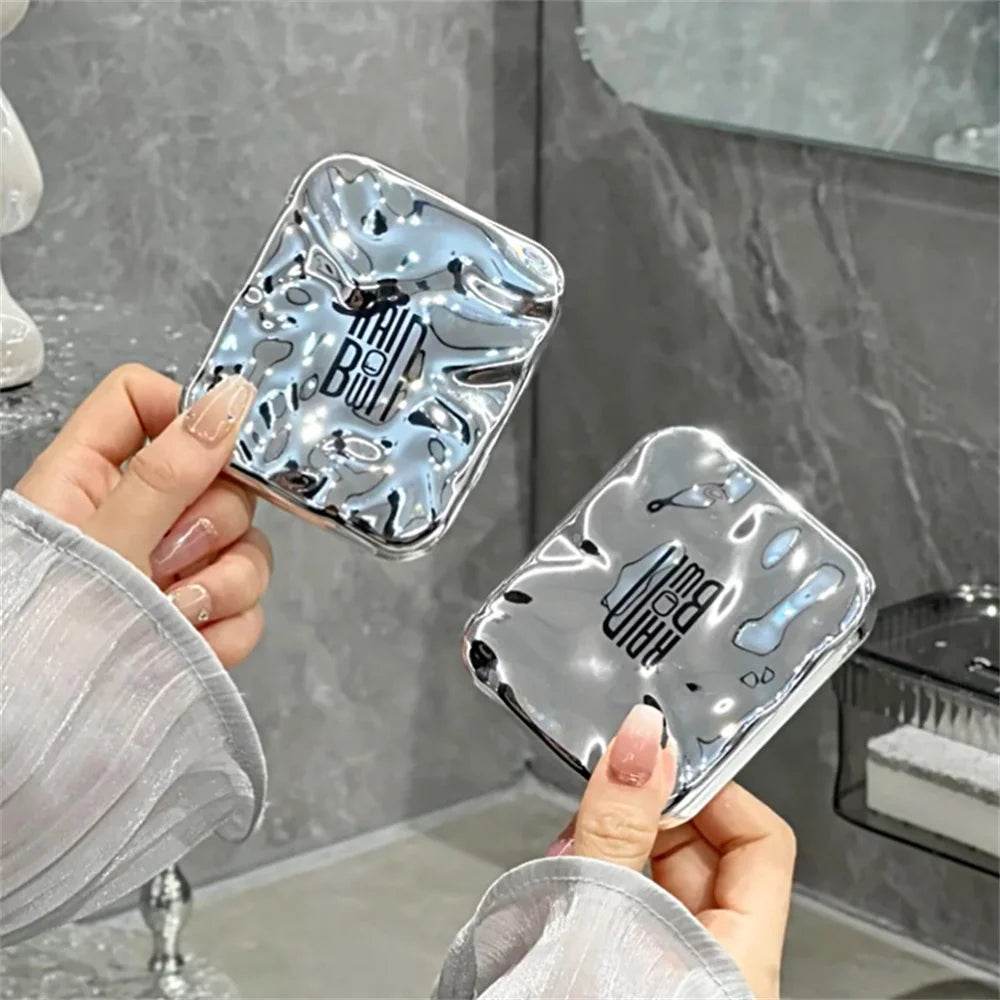 Espejo de Maquillaje de bolsillo con Luz LED - Plegable, Portátil, Doble Cara, Ideal para Viaje y Escritorio