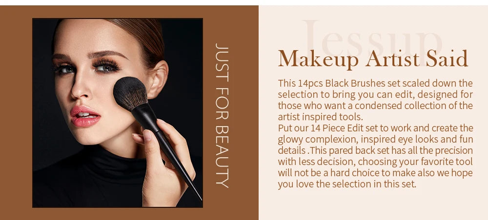 Set de Brochas de Maquillaje Jessup, 10-14 piezas - Contorno, Base, Polvo, Sombra, Iluminador, Difuminado, Corrector y Delineador T336