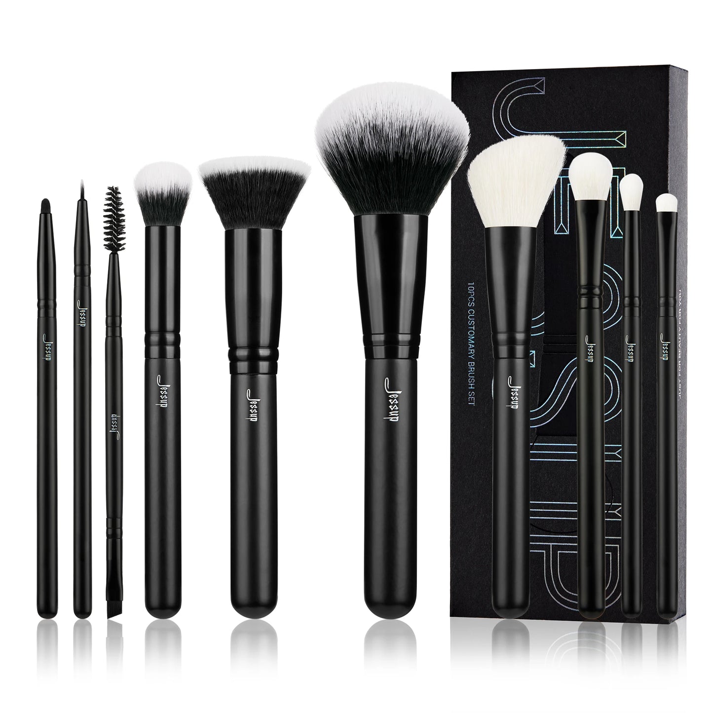Set de Brochas de Maquillaje Jessup, 10-14 piezas - Contorno, Base, Polvo, Sombra, Iluminador, Difuminado, Corrector y Delineador T336