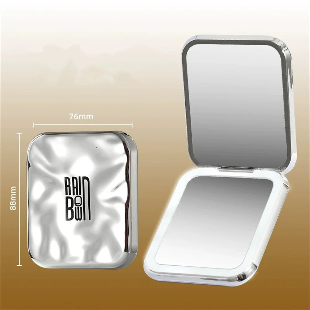 Espejo de Maquillaje de bolsillo con Luz LED - Plegable, Portátil, Doble Cara, Ideal para Viaje y Escritorio